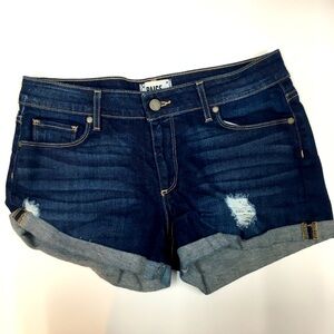 PAIGE Jimmy Jimmy Short Jean Shorts 26 Blue Stretch Distressed Festival Vacation